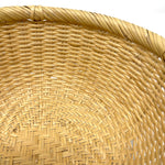 Artisan Bamboo Rice Zaru Detailed view of a handwoven Japanese bamboo basket showcasing the rim and curved weave pattern, ideal for kitchen or decorative use
