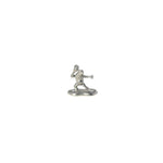 Small pewter incense holder shaped like a frog from the Chōjū-Giga scrolls, mid-pose on a white background.