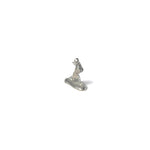 Side view of a pewter rabbit figurine from the Chōjū-giga incense holder series, posed mid-step with paws raised, inspired by Japan’s oldest manga.