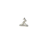 Handcrafted pewter incense holder of a leaping rabbit, inspired by the Chōjū-giga scrolls, symbolizing energy and playfulness in Japanese folklore.