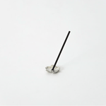 Sakura-shaped pewter incense holder with a stick of incense standing upright in the center, displayed on a white background.