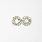 Silver double spiral metal coil flower holder insert for minimalist floral arrangements, displayed on a clean white background.