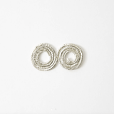 Silver double spiral metal coil flower holder insert for minimalist floral arrangements, displayed on a clean white background.