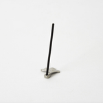 Ginkgo leaf-shaped pewter incense holder with a stick of incense placed upright, photographed on a white background.