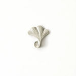 lver pewter incense holder shaped like a ginkgo leaf, displayed on a white background