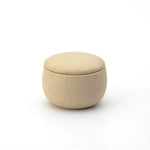 Iga Ohachi Ceramic Rice Serving Pot, close-up of the pared-back clay surface and lid rim.