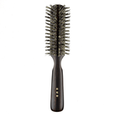 Front view of the Kanaya Natural Bristle Hair Brush with a polished dark wood handle and soft boar bristles, handcrafted in Japan since 1880.
