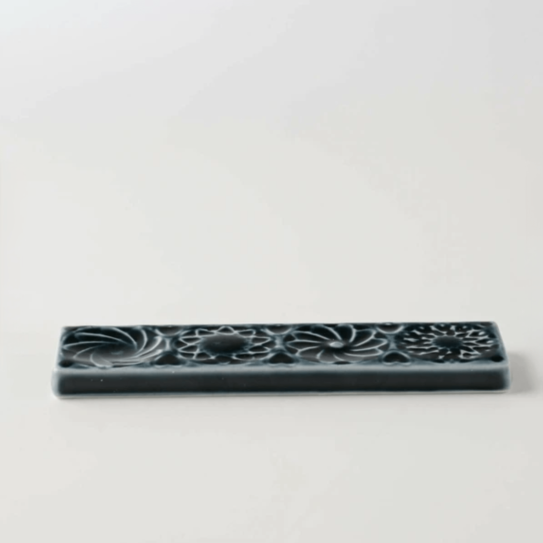 Botanical Motif Cutlery Rest — Navy