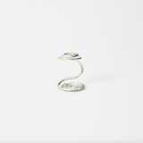 Elegant handcrafted silver spiral flower holder designed for minimalist ikebana and contemporary floral arrangements, perfect for elevating single stems or trailing plants in modern home decor. 