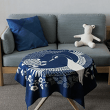 Furoshiki 100 – Indigo - Dyed Cranes & Turtles, Deep Indigo