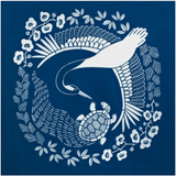 Furoshiki 100 – Indigo - Dyed Cranes & Turtles, Deep Indigo