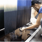 Furoshiki 100 – Naturally Indigo - Dyed Ichimatsu Gradation