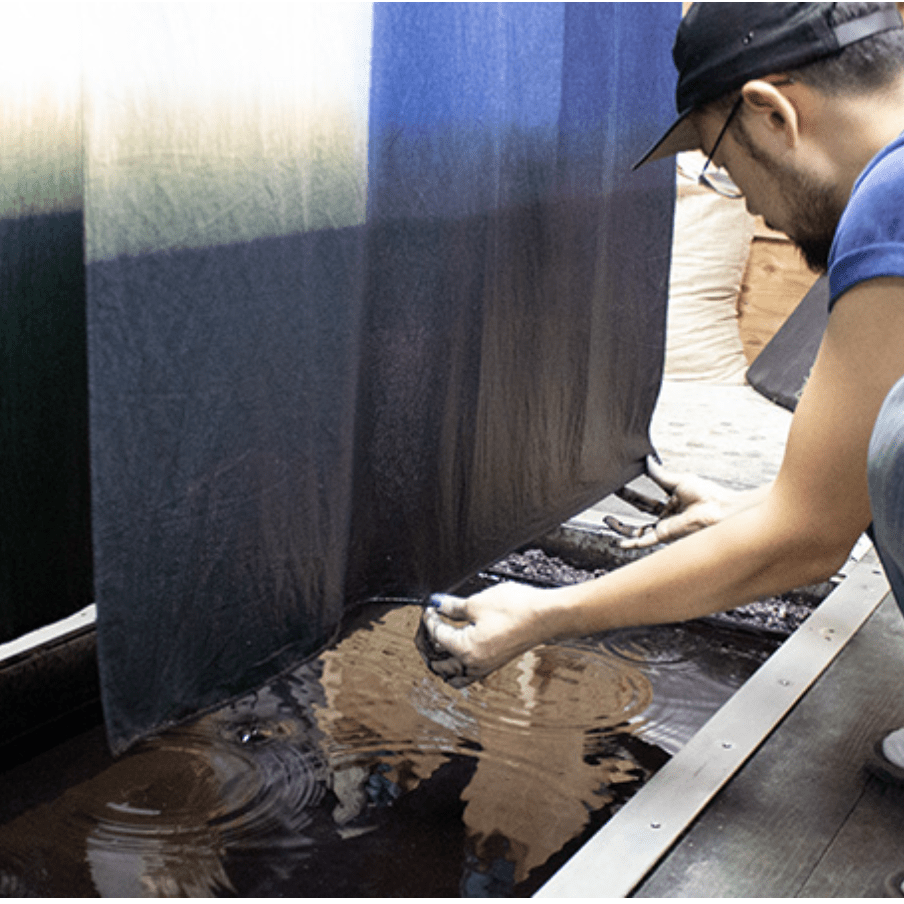 Furoshiki 100 – Naturally Indigo - Dyed Ichimatsu Gradation