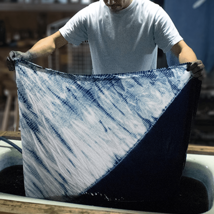 Furoshiki 100 – Naturally Indigo - Dyed Ichimatsu Gradation