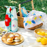 Furoshiki 70 – Hime Musubi Adeline Klam, Camellia Turquoise (Organic Cotton)