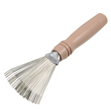Natural Bristle Brush Cleaner, close-up of the slim metal wire bristles that lift hair from between brush bristles.