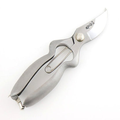 idehisa stainless steel garden pruners with curved blade and safety latch – traditional Japanese craftsmanship. 