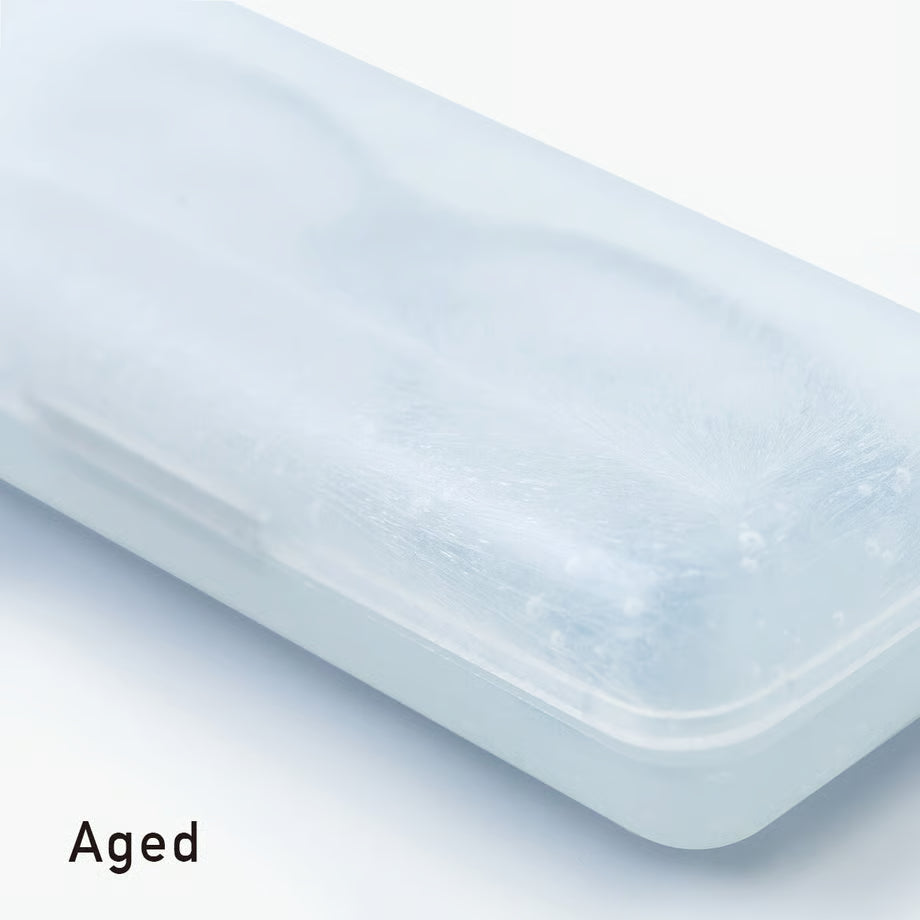ICED glasses case Aged version by 100 percent, frosted semi-transparent design with ice-like texture, made in Japan