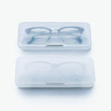 ICED glasses case by 100 percent, stacked in clear and aged finishes with semi-transparent ice block design, made in Japan