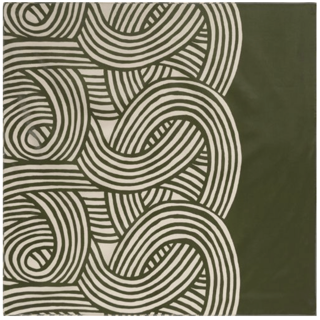 ISA Monyo Yui reversible furoshiki in Rikyu green with traditional Japanese knot pattern design.