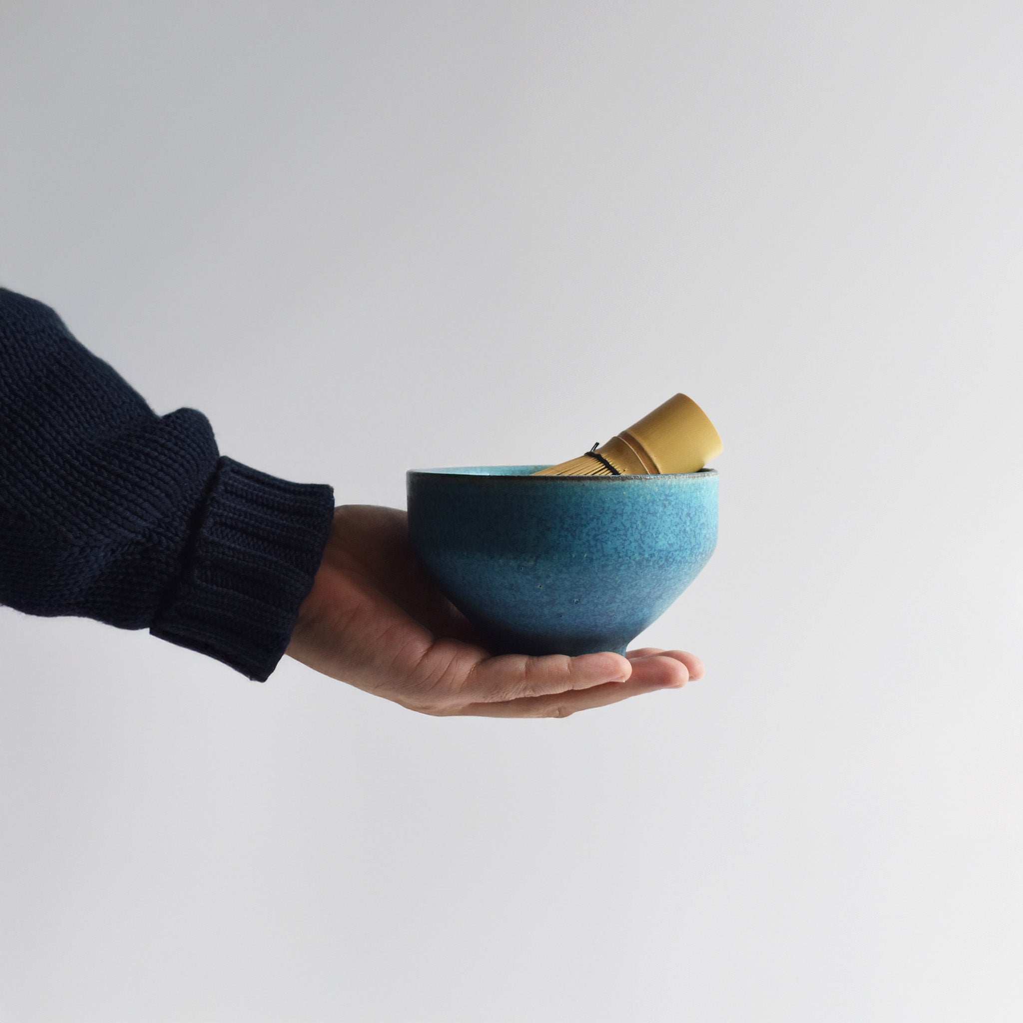 Shigaraki Matcha Bowl - Azure Blue Glaze
