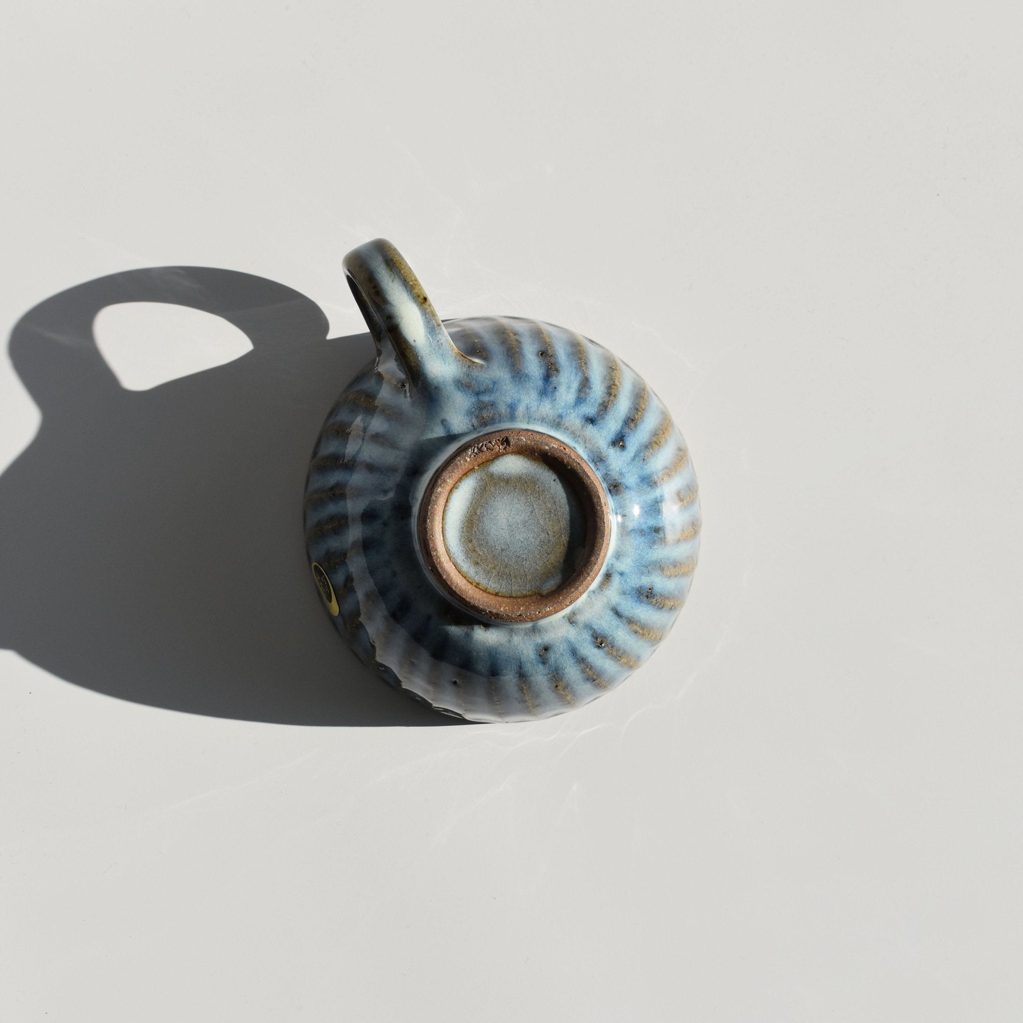 Shigaraki Seihagi Blue - Green Carved Latte Soup Mug