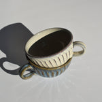 Shigaraki Shiro - yu White Glaze Carved Latte Soup Mug