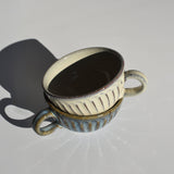 Shigaraki Shiro - yu White Glaze Carved Latte Soup Mug