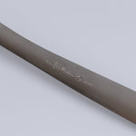 Close-up of Sori Yanagi Stainless Steel Ladle handle stamped with Japan mark — authentic Japanese kitchenware.