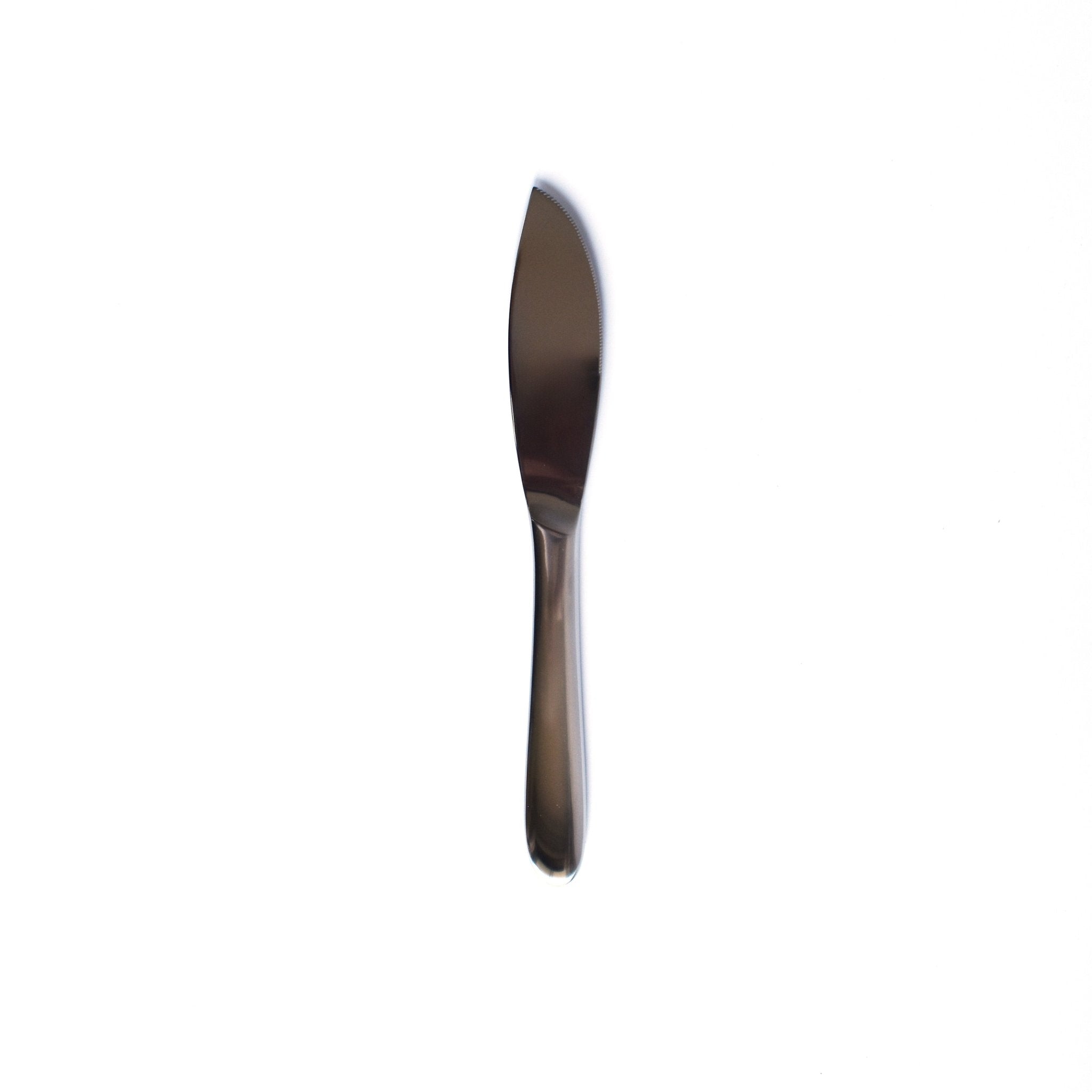Sori Yanagi stainless steel table knife with a sleek, minimalist design, photographed on a white background.