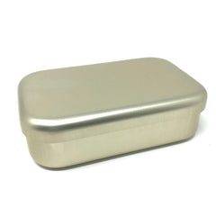 Single matte gold aluminum bento lunch box with rounded corners, photographed on a white background.