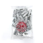 Bag of 24 Japanese aluminum clothes pegs packaged for retail, featuring durable spring clips ideal for laundry or multipurpose household use
