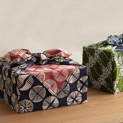 Furoshiki 104 Reversible – Isa Monyo, Pine Navy/Vermilion