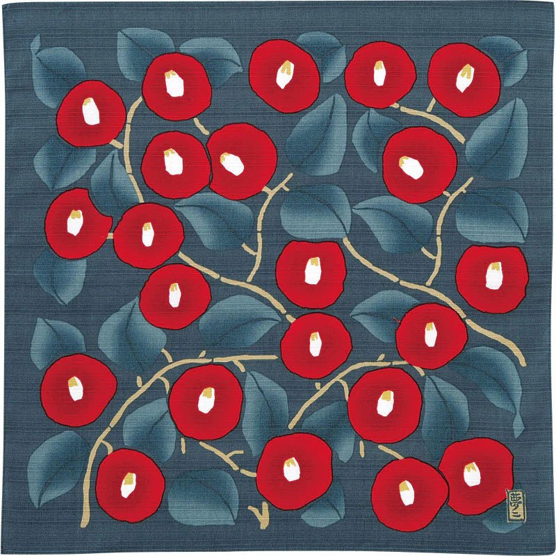 Furoshiki 48 – Yumeji Takehisa, Camellia Indigo Gray