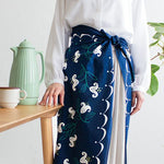 Water-Repellent Organic Cotton Furoshiki 100 – Navy Blue Lily