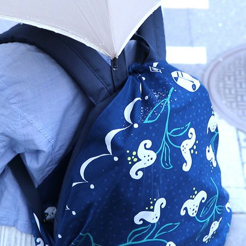 Water-Repellent Organic Cotton Furoshiki 100 – Navy Blue Lily